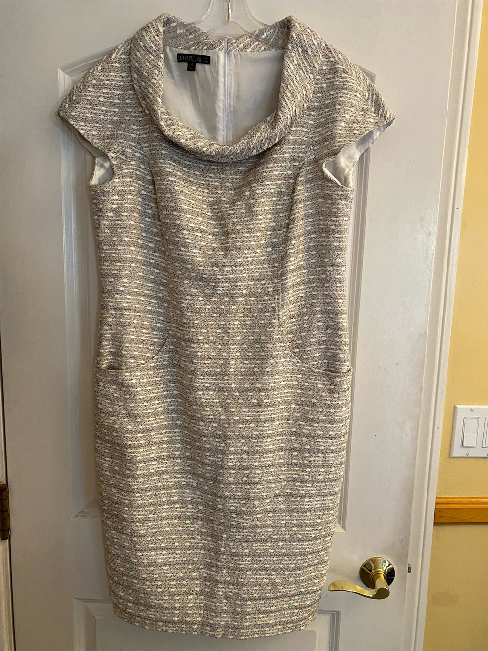 NWT Lafayette 148 New York Silk Wool Blend Tweed Pencil Skirt Size 14